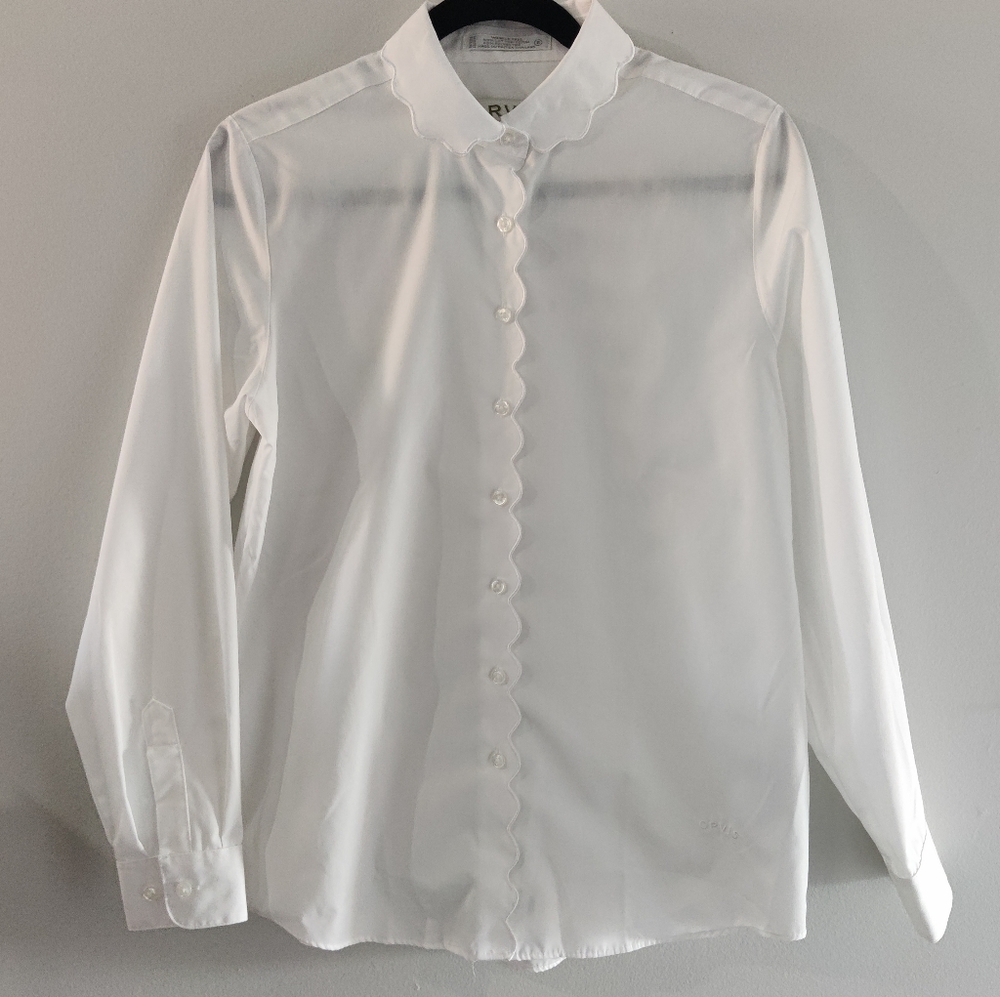 Vintage Orvis Scalloped Edge Button-Down Blouse